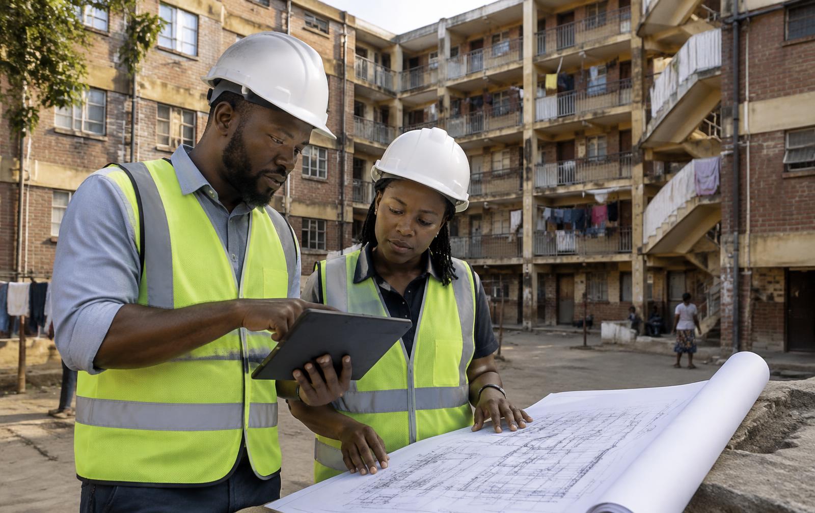 Site assessment at Matapi flats, Mbare